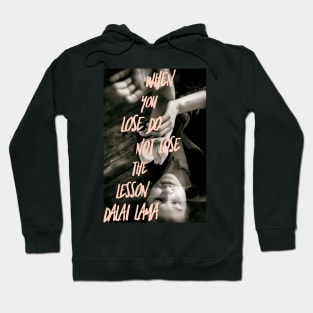 Dalai Lama Quote Blush Black and White Peaceful portrait Hoodie